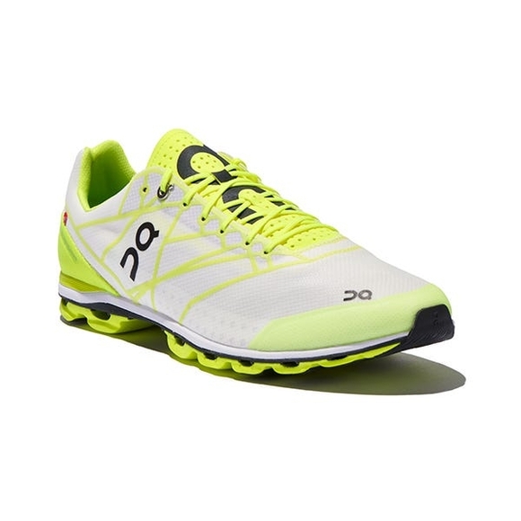 On Running Men's Cloudflash 1 Running Shoes - White and Neon Yellow - Picture 1 of 8